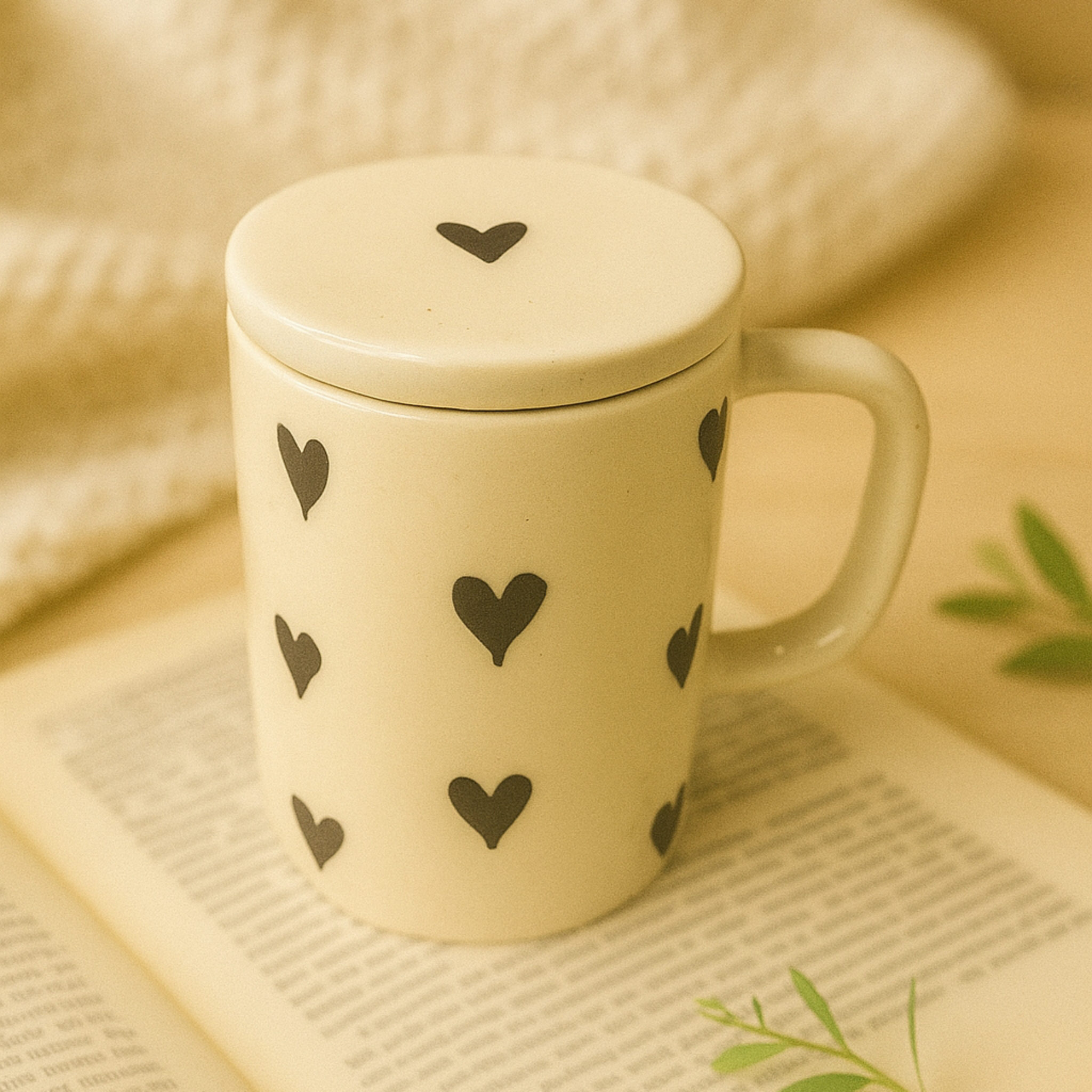 Heart Tall Mug with Lid