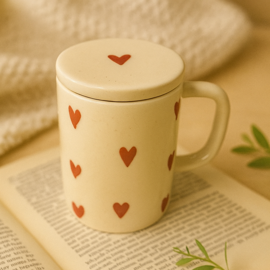 Heart Tall Mug with Lid