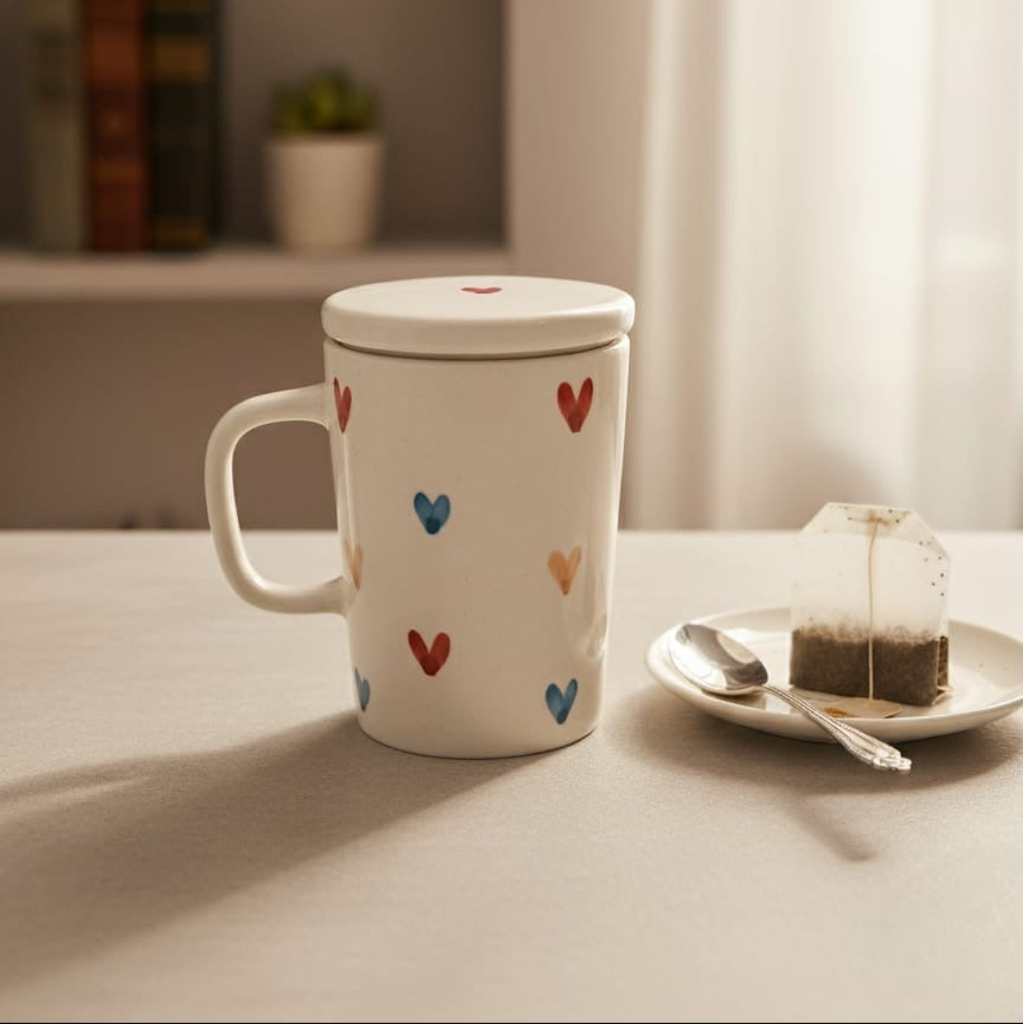 Heart Tall Mug with Lid