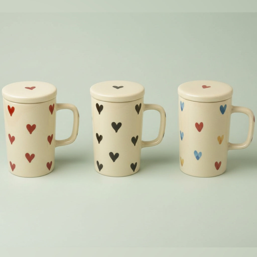 Heart Tall Mug with Lid